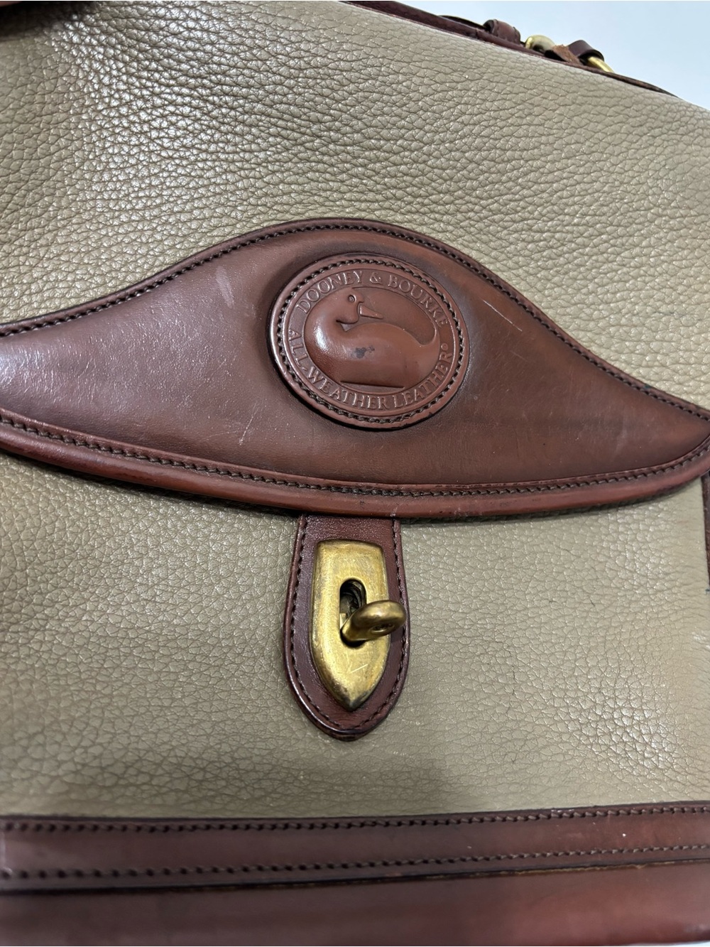 Dooney & Bourke Tan and Brown Pebbled Leather Crossbody with Brass Hardware